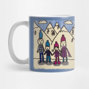 Snowy day in the Alps with family Mug
